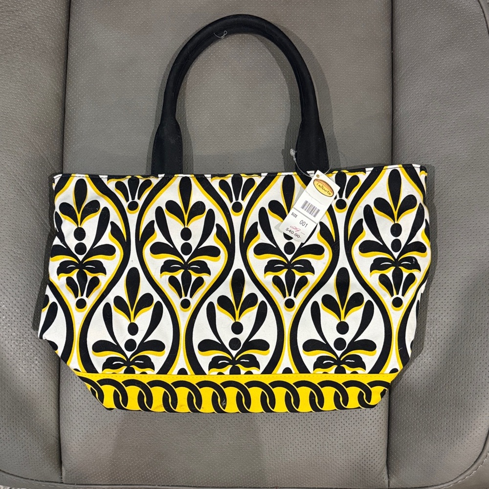Stylish Black and Yellow Patterned Tote Bag